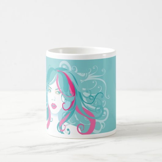 女性芸術的イラストレーション コーヒーマグカップ (中央)