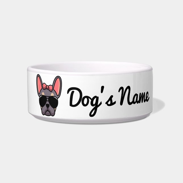 女性薄紫タンフランスのブルドッグボウル ボウル (正面)