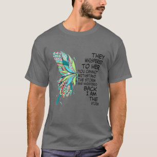 女性蝶ヒッピー・フローラ・ヒッピーI Am The Storm Tシャツ