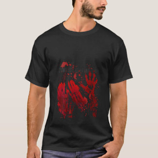 女性血ハンドブラッドステンドゾンビファイティングU Tシャツ
