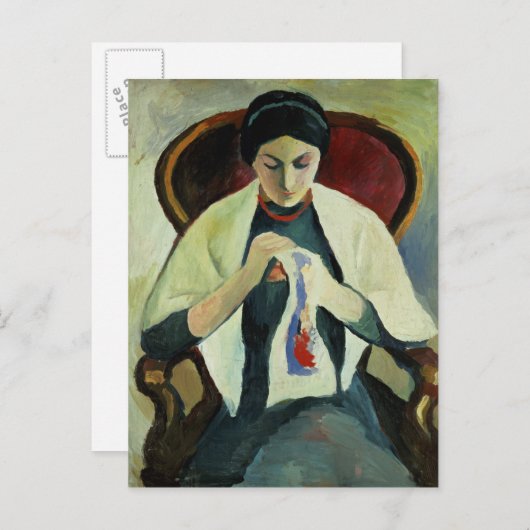 女性裁縫 ポストカード (正面/裏面)