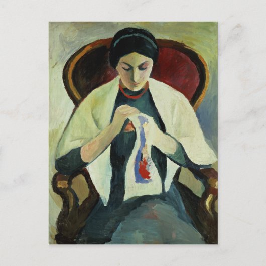 女性裁縫 ポストカード (正面)