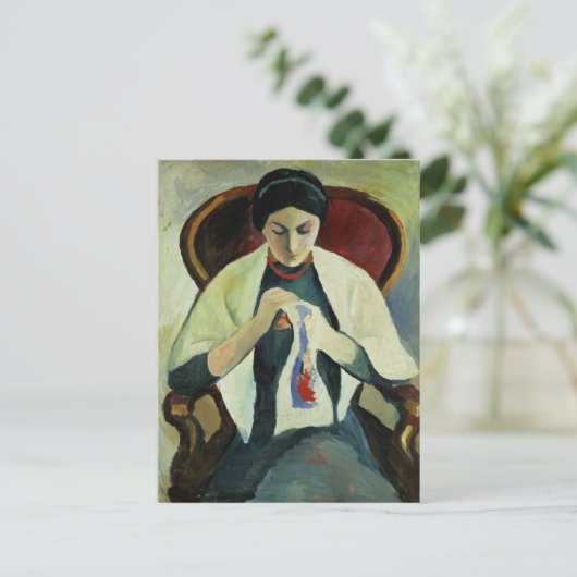 女性裁縫 ポストカード (スタンド正面)