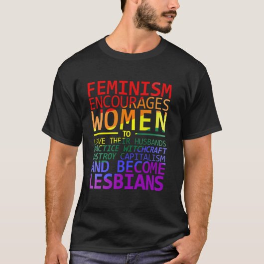 女性解放運動は女性にレズビアンミームを促す Tシャツ (正面)