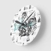 女性誌の24時間体制 ラウンド壁時計 (傾斜)