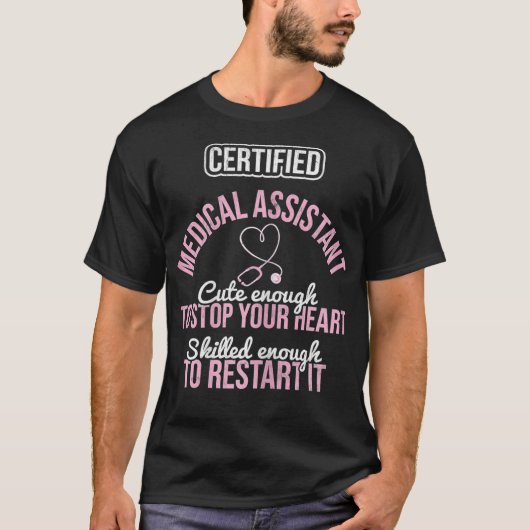 女性認定かわいいストップハート再稼働M Tシャツ (正面)