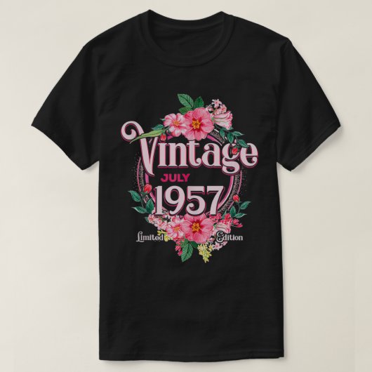 女性誕生日生まれギフト1957年7月花Bda Tシャツ (デザイン正面)