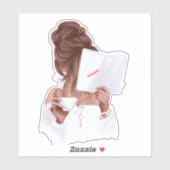 女性読の本コーヒーファッショントレンディーカスタム シール (シート)