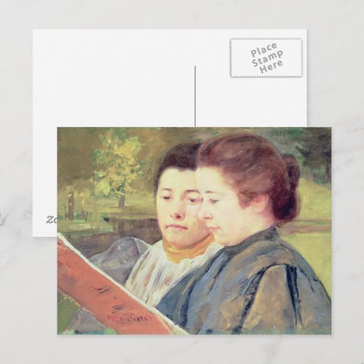 女性読の ポストカード (正面/裏面)