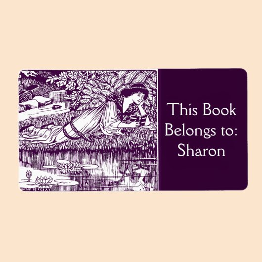 女性読アールヌーボー蔵書票 ラベル