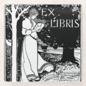 女性読アールヌーボー ガラスコースター (正面)