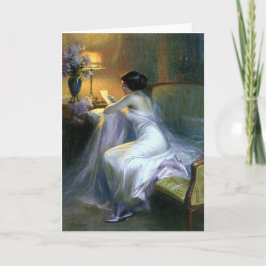 女性読手紙アンティーク絵画芸術 カード