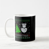 女性警官クリスマスツリー照明醜いクリスマス コーヒーマグカップ (左)