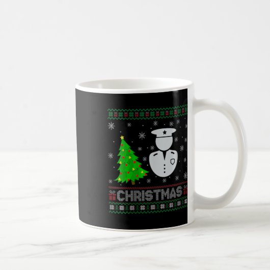 女性警官クリスマスツリー照明醜いクリスマス コーヒーマグカップ (右)