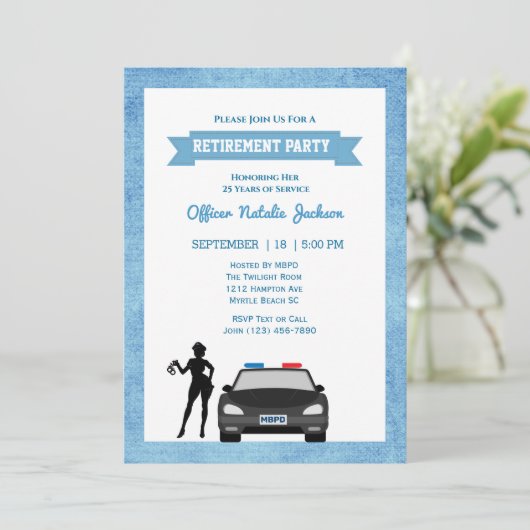 女性警察官の退職パーティの招待状 招待状 (スタンド正面)