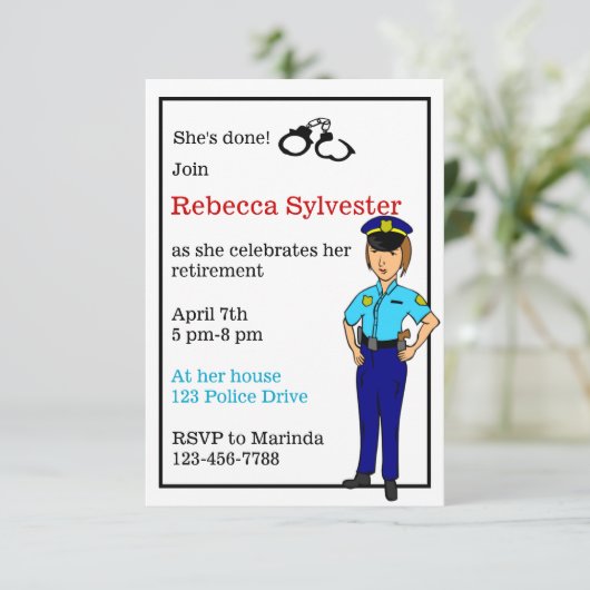 女性警察官の退職パーティの招待状 招待状 (スタンド正面)