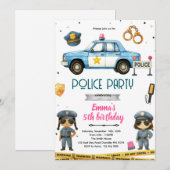女性警察官パーティーテーマ招待状 招待状 (正面/裏面)