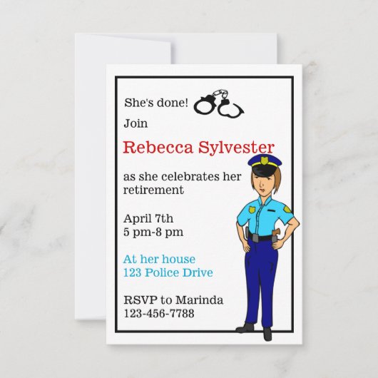 女性警察官引退パーティー招待状 招待状 (正面)