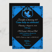 女性警察官誕生日ブルー招待状 招待状 (正面/裏面)