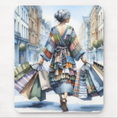 女性買い物客バッグ マウスパッド (正面)