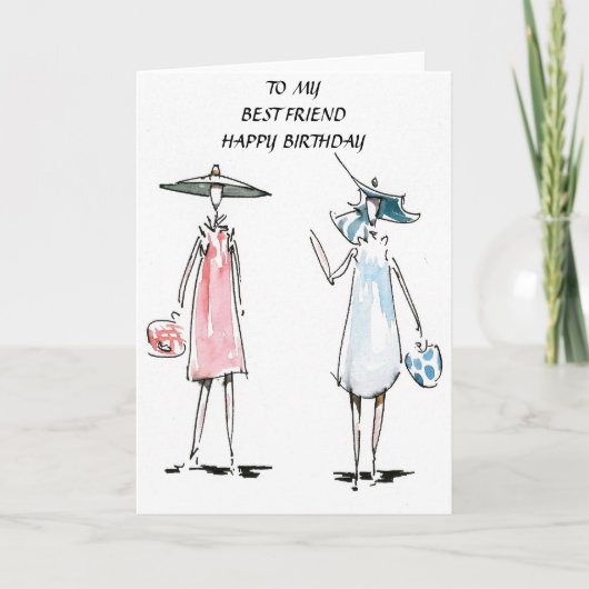 女性買物をするバースデー・カード カード (正面)