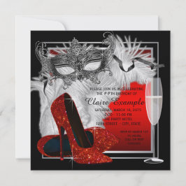 女性赤と黒の仮装の誕生日パーティー 招待状