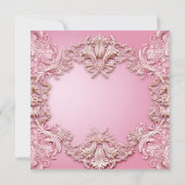 女性赤面ピンク金ゴールドシューバースデーパーティー 招待状 (裏面)