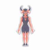 女性赤鬼悪魔の車 シール (正面)