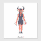 女性赤鬼悪魔の車 シール (シート)