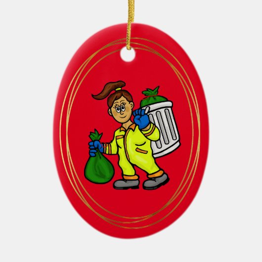 女性車庫コレクタークリスマスオーナメント セラミックオーナメント (正面)