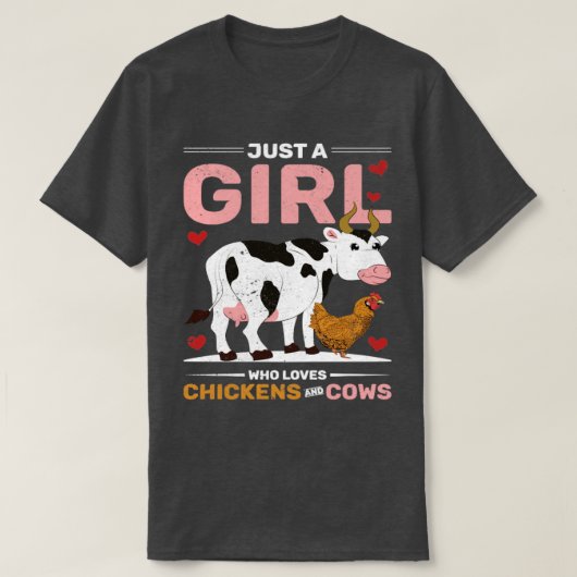 女性農家チキンラバーガールズ農業ファームアニメーション Tシャツ (デザイン正面)