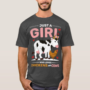 女性農家チキンラバーガールズ農業ファームアニメーション Tシャツ
