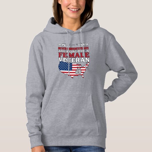 女性退役軍人の力 愛国ヴィンテージTシャツ デザイン パーカ (正面)