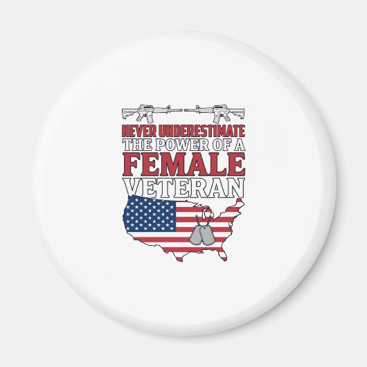 女性退役軍人の力 愛国ヴィンテージTシャツ デザイン マグネット (正面)