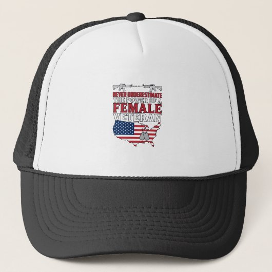 女性退役軍人の力 愛国的なヴィンテージTシャツ デザイン キャップ (正面)