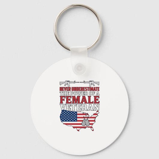 女性退役軍人の力 愛国的なヴィンテージTシャツ デザイン キーホルダー (正面)