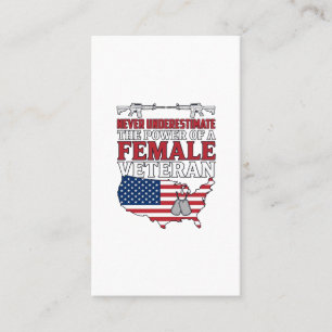 女性退役軍人の力 愛国的なヴィンテージTシャツ デザイン 名刺