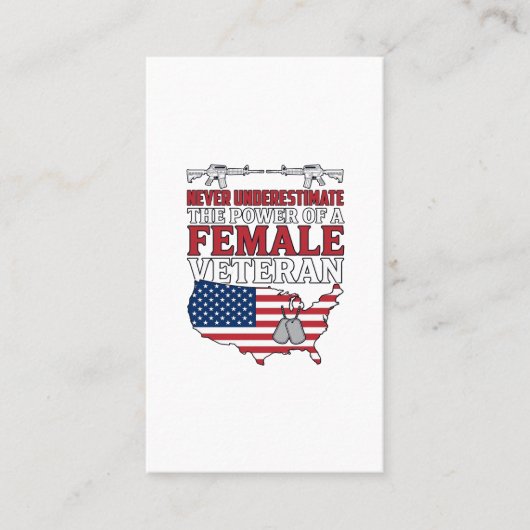 女性退役軍人の力 愛国的なヴィンテージTシャツ デザイン 名刺 (正面)