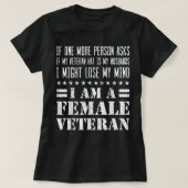 女性退役軍人夫ハット退役軍人デイギフトシャツ Tシャツ (デザイン正面)