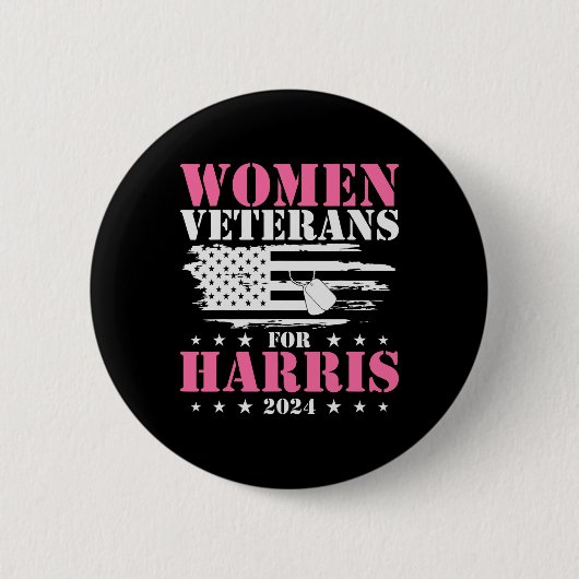 女性退役軍人For Harris 2024 缶バッジ (正面)