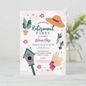 女性退職後ディナーパーティーガーデニング 招待状 (スタンド正面)