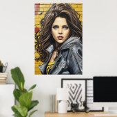 女性通りアートポートレートAI生成 ポスター (ホームオフィス)