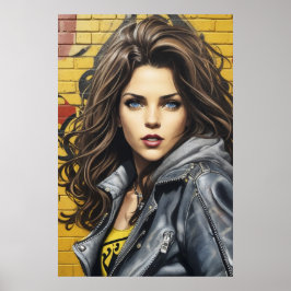 女性通りアートポートレートAI生成 ポスター