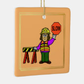 女性道路交通労働者クリスマスオーナメント セラミックオーナメント (右)