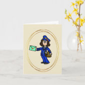 女性郵便局員サンキューカード カード (黄色い花)