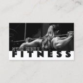 女性重量挙げフィットネス白黒 名刺 (正面)