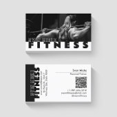 女性重量挙げフィットネス白黒 名刺