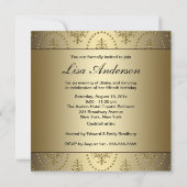 女性金ゴールドシャンデリア50誕生日 招待状 (裏面)