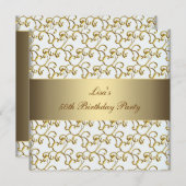 女性金ゴールドスワーズ50th誕生日パーティー 招待状 (正面/裏面)