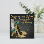 女性金ゴールドピーコックバースデーパーティー 招待状 (スタンド正面)